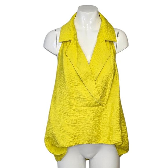 Anthropologie Sleeveless Wide Placket Halter Collared Top Size Medium NWT Yellow - Picture 1 of 9